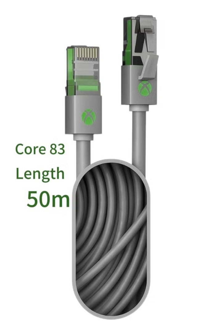 FUJISHKA "CAT6 High-Speed Ethernet Network Cable – 50 Meters Long, Silver Grey, Gigabit Performance with RJ45 Connectors for Stable Data Transfer – Ideal for Home, Office, and Gaming Setups" - Image 2