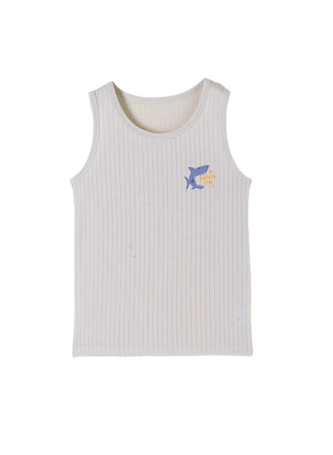 Top melon Dingguagua Children's Modal Tank Top, Summer Boys' Sleeveless T-shirt, Baby Boys' Thin Breathable Camisole, Gray, Size 130 - Image 3