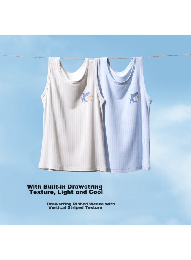 Top melon Dingguagua Children's Modal Tank Top, Summer Boys' Sleeveless T-shirt, Baby Boys' Thin Breathable Camisole, Gray, Size 130 - Image 1
