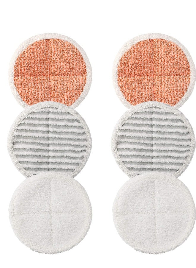 6-PCS Replacement Pads Compatible with Bissell Spinwave 2124, 2039A, 2307, 23157, 20391, 20399 Electric Hard Floor Mops, Replacement Mop Pads (White, Orange, Off-White Strips)  - Image 1