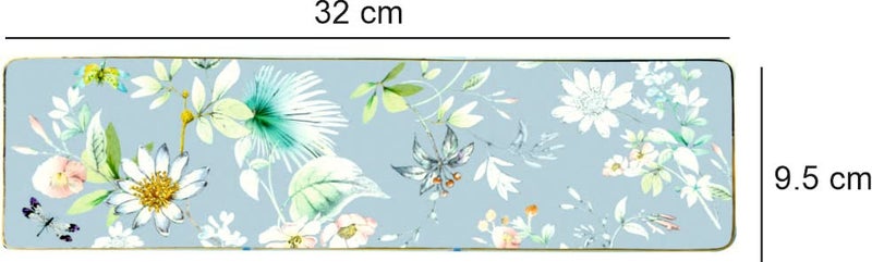 Lemon Tree Ceramic 3 PC Snack Set FV2224 Light Blue Bonechina Round Plates with Floral Design Durable Lightweight - Image 3