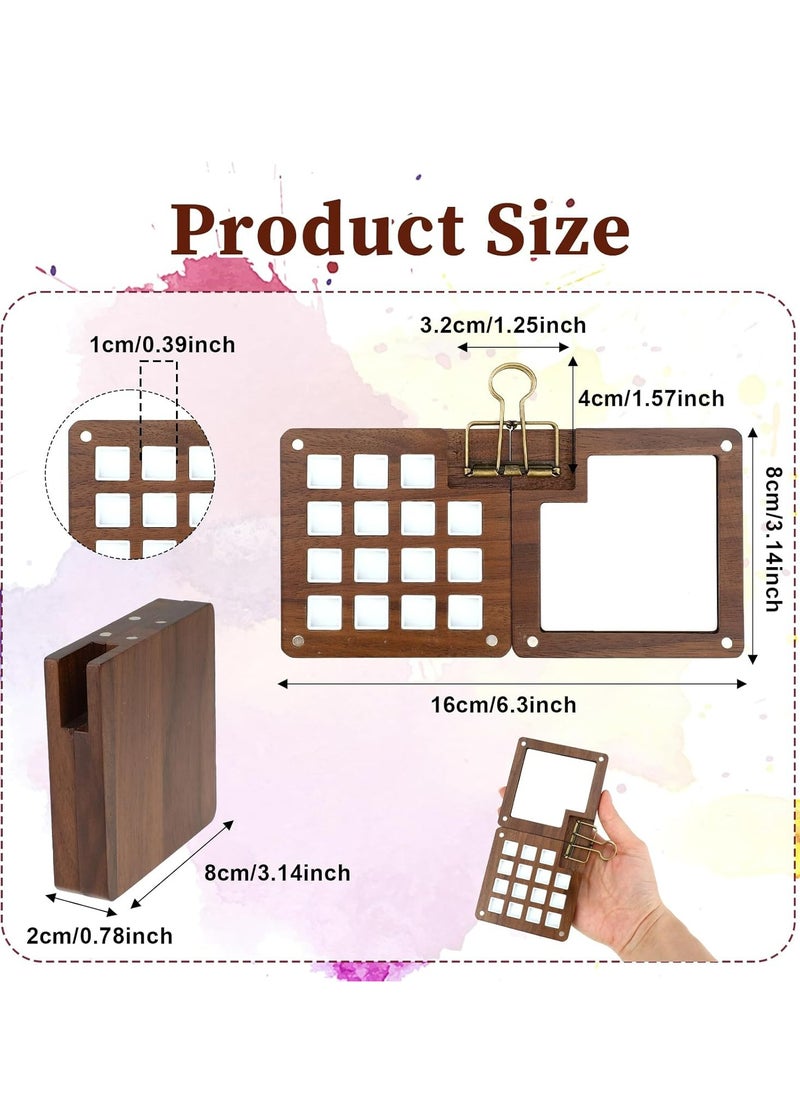 Oasisgalore 15-Grid Mini Wooden Paint Palette with Lid - Portable for Watercolor, Gouache, Gift for Artists  - Image 2