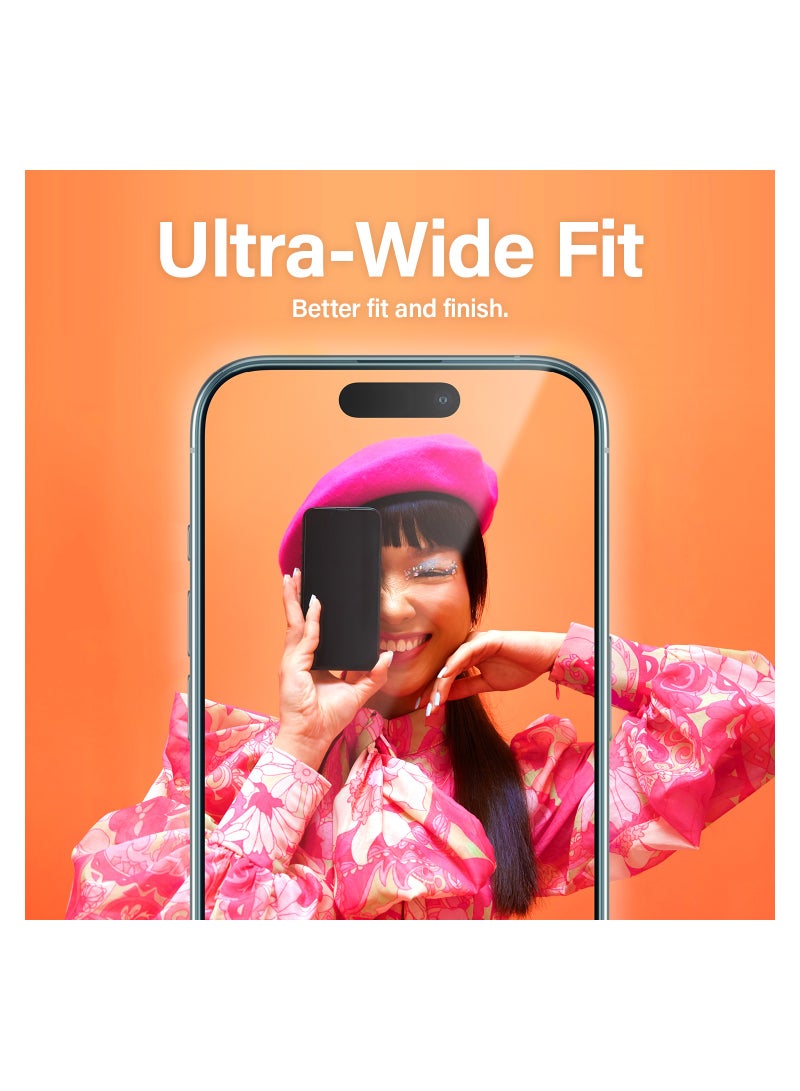 PanzerGlass™ Scratch-Resistant Screen Protector for Apple iPhone 15 Pro - Ultra-Wide Fit and Crystal Clear Display, Shock-Resistance and Drop Protection with mounting aid for easy installation - Image 3