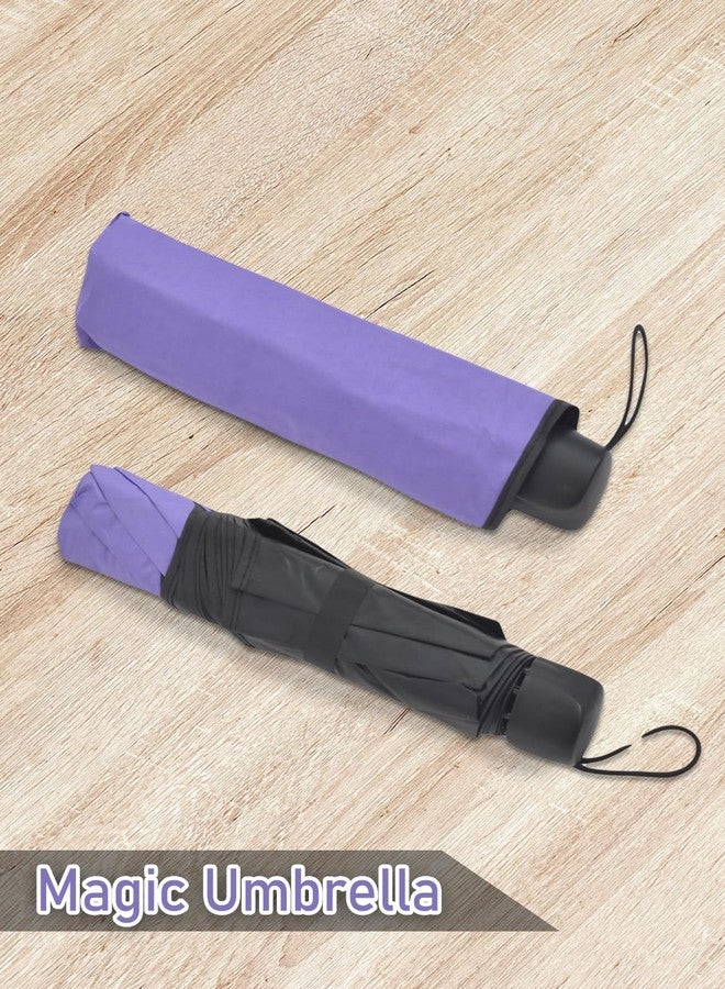 FABINALIV Purple Solid Waterproof Compact 3 Fold Magic Umbrella With Cover (FLUB-1029-Purple) - Image 3