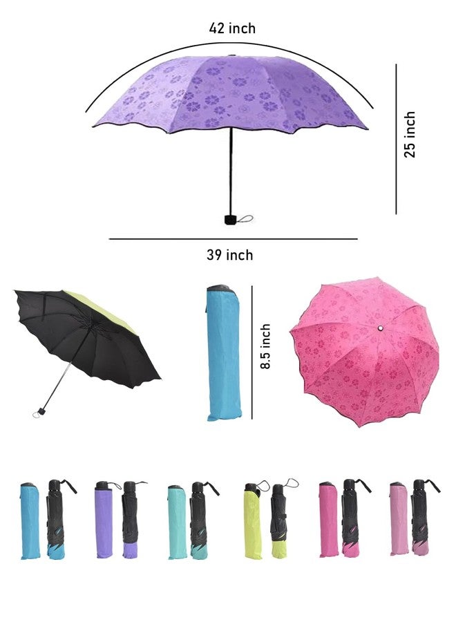 FABINALIV Purple Solid Waterproof Compact 3 Fold Magic Umbrella With Cover (FLUB-1029-Purple) - Image 5