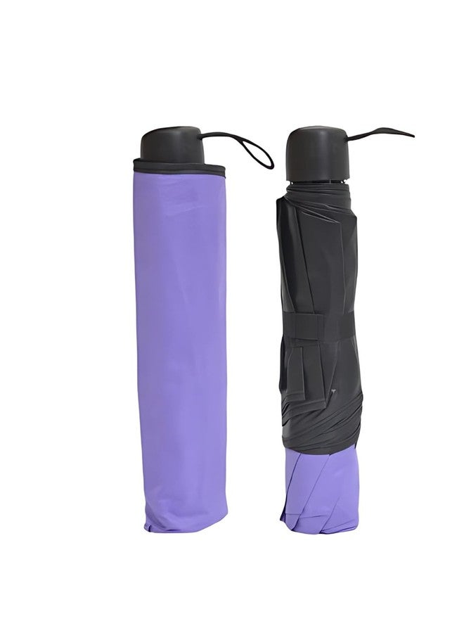 FABINALIV Purple Solid Waterproof Compact 3 Fold Magic Umbrella With Cover (FLUB-1029-Purple) - Image 1