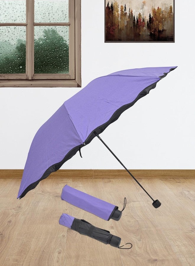 FABINALIV Purple Solid Waterproof Compact 3 Fold Magic Umbrella With Cover (FLUB-1029-Purple) - Image 4