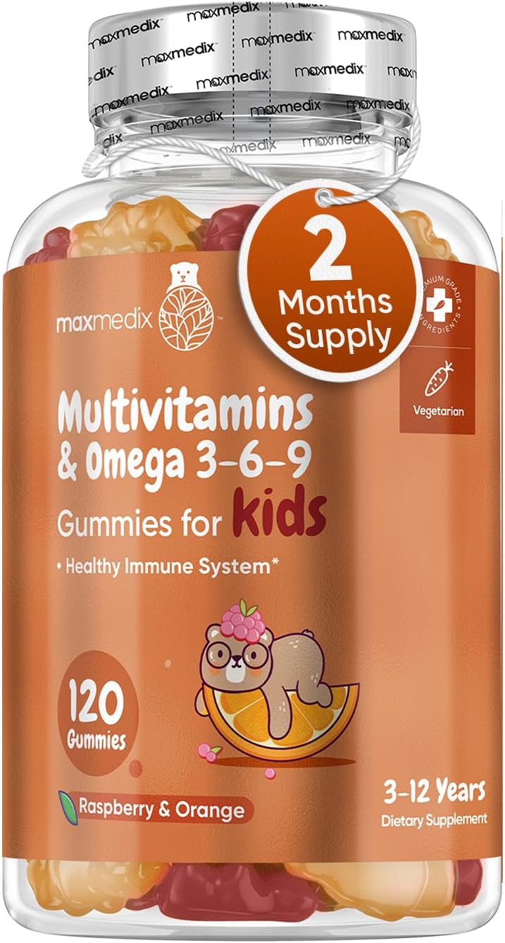 maxmedix Multivitamin Gummies for Kids - Raspberry & Orange - 120 Count - Image 1