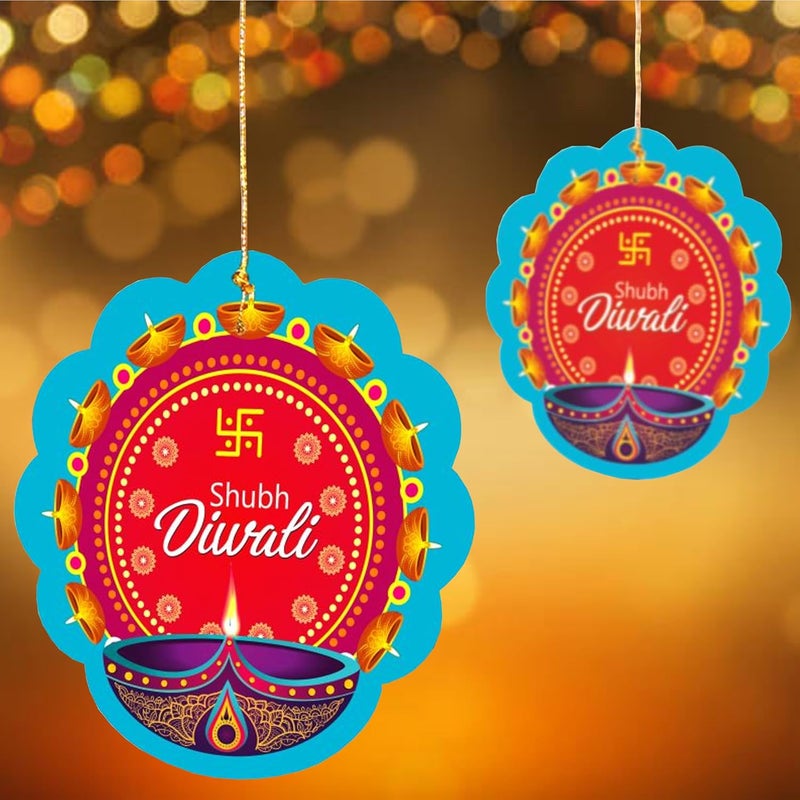 TOYXE Shubh Diwali Paper Ceiling Hanging Swastik Printed Decoration Set of 10 Pcs | Diwali Decoration Items for Offices, Home, Indoor or Outdoor Decor - Image 1