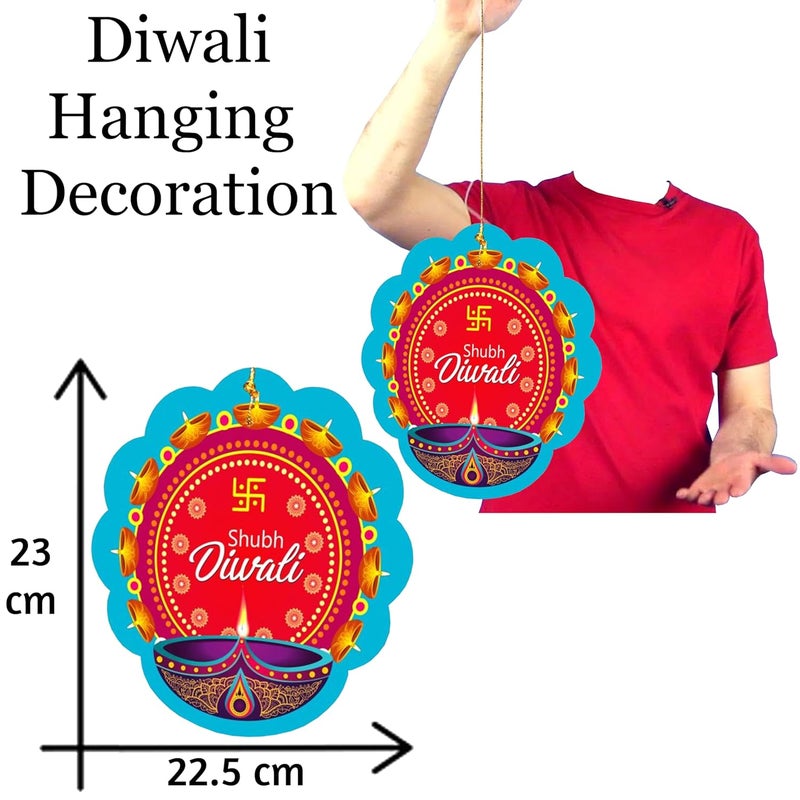 TOYXE Shubh Diwali Paper Ceiling Hanging Swastik Printed Decoration Set of 10 Pcs | Diwali Decoration Items for Offices, Home, Indoor or Outdoor Decor - Image 3