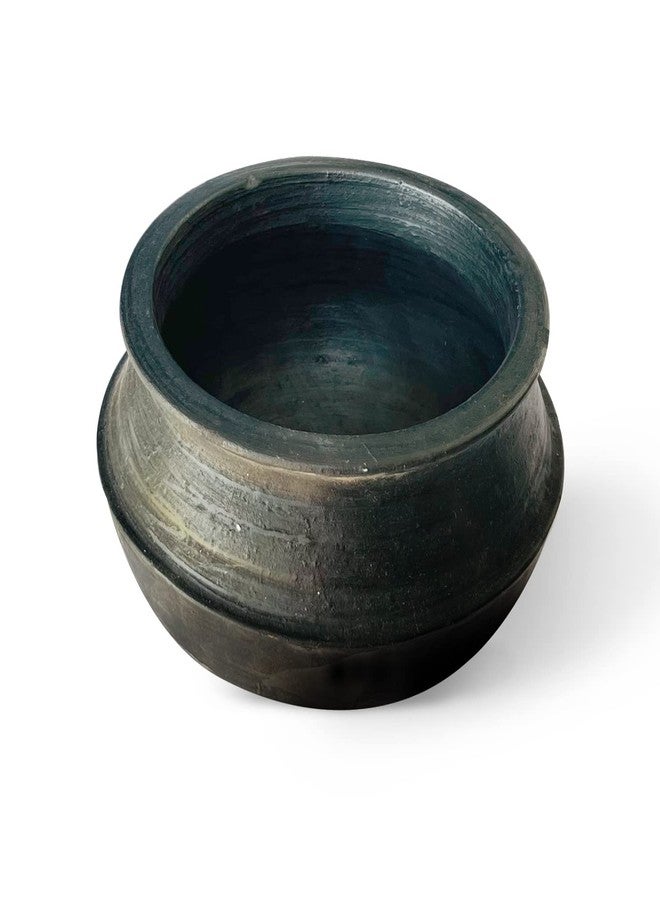 Kichera Unglazed Clay Pot For Cooking & Serving Black Earthen Kadai/Mud Handi (1 Litre) - Image 1