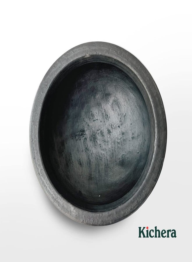 Kichera Unglazed Clay Pot For Cooking & Serving Black Earthen Kadai/Mud Handi (1 Litre) - Image 3