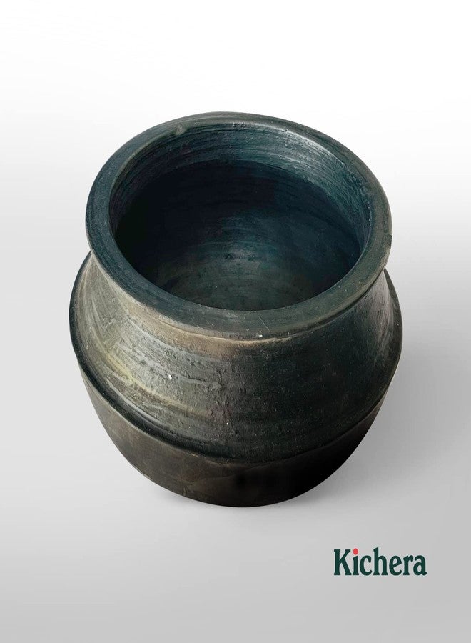 Kichera Unglazed Clay Pot For Cooking & Serving Black Earthen Kadai/Mud Handi (1 Litre) - Image 5