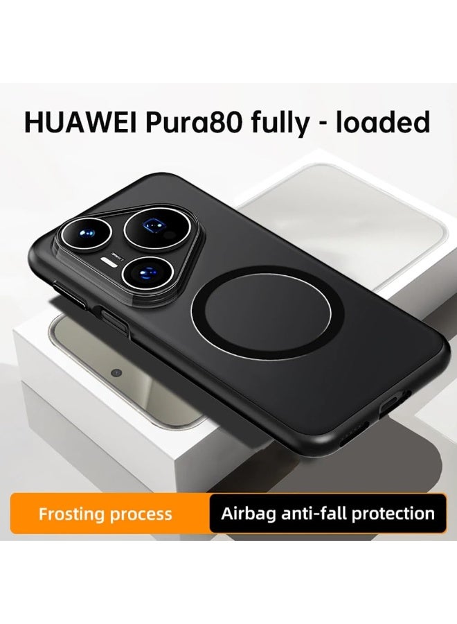 general Magnetic Transparency Case Compatible with Huawei Pura 80 Ultra Cover with Wireless Charging, Four Corner Airbag Anti Drop Shell Cover for Huawei Pura 80 Ultra - Image 2