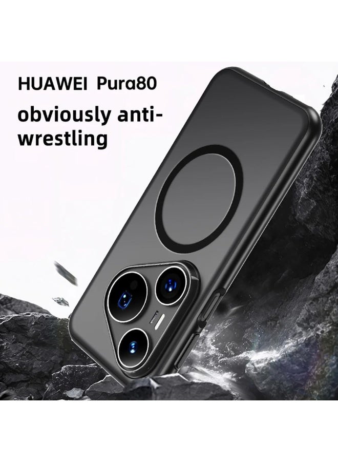 general Magnetic Transparency Case Compatible with Huawei Pura 80 Ultra Cover with Wireless Charging, Four Corner Airbag Anti Drop Shell Cover for Huawei Pura 80 Ultra - Image 3