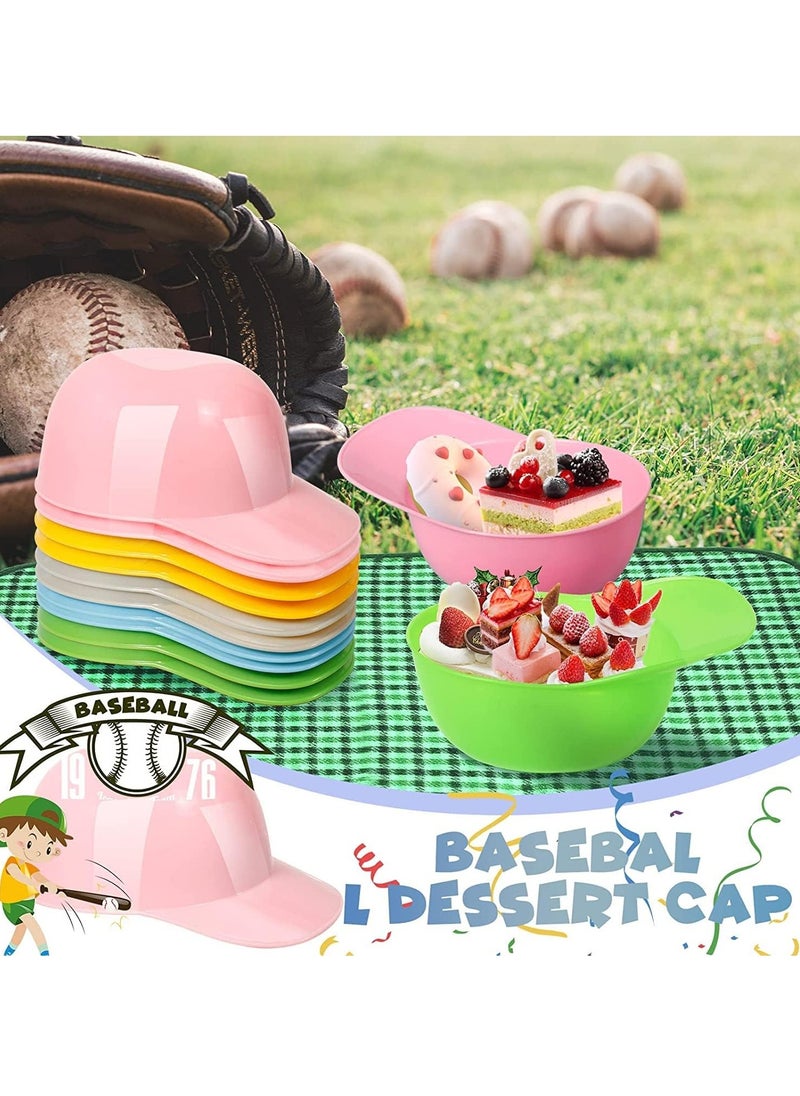 Generic - Ice Cream Snack Bowl Dessert Cups Baseball Helmet Baseball Theme Party Supplies 8 oz Mini Sundae Bowls Baseball Plates Disposable Plastic Taster Dessert Ice Cream Spoon for Party Birthday 40 Pcs - Image 1