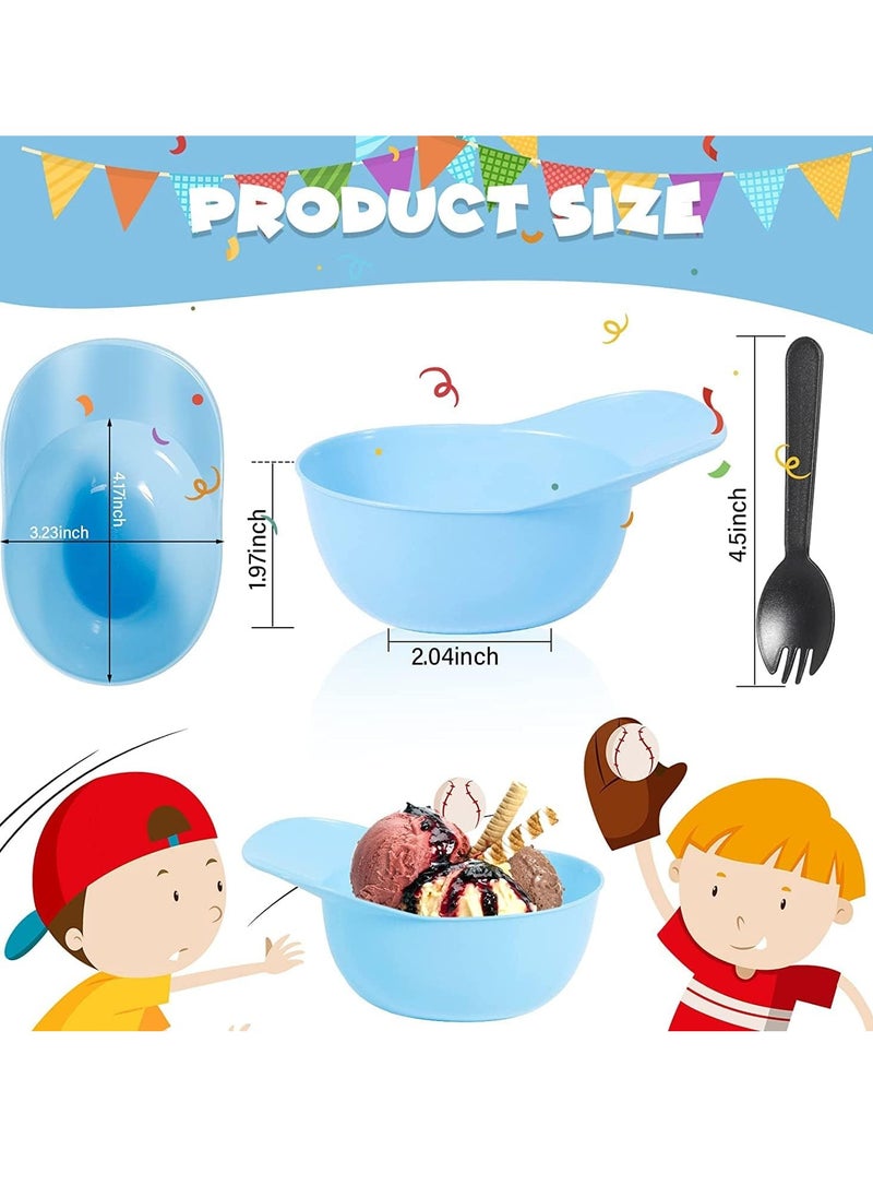 Generic - Ice Cream Snack Bowl Dessert Cups Baseball Helmet Baseball Theme Party Supplies 8 oz Mini Sundae Bowls Baseball Plates Disposable Plastic Taster Dessert Ice Cream Spoon for Party Birthday 40 Pcs - Image 1