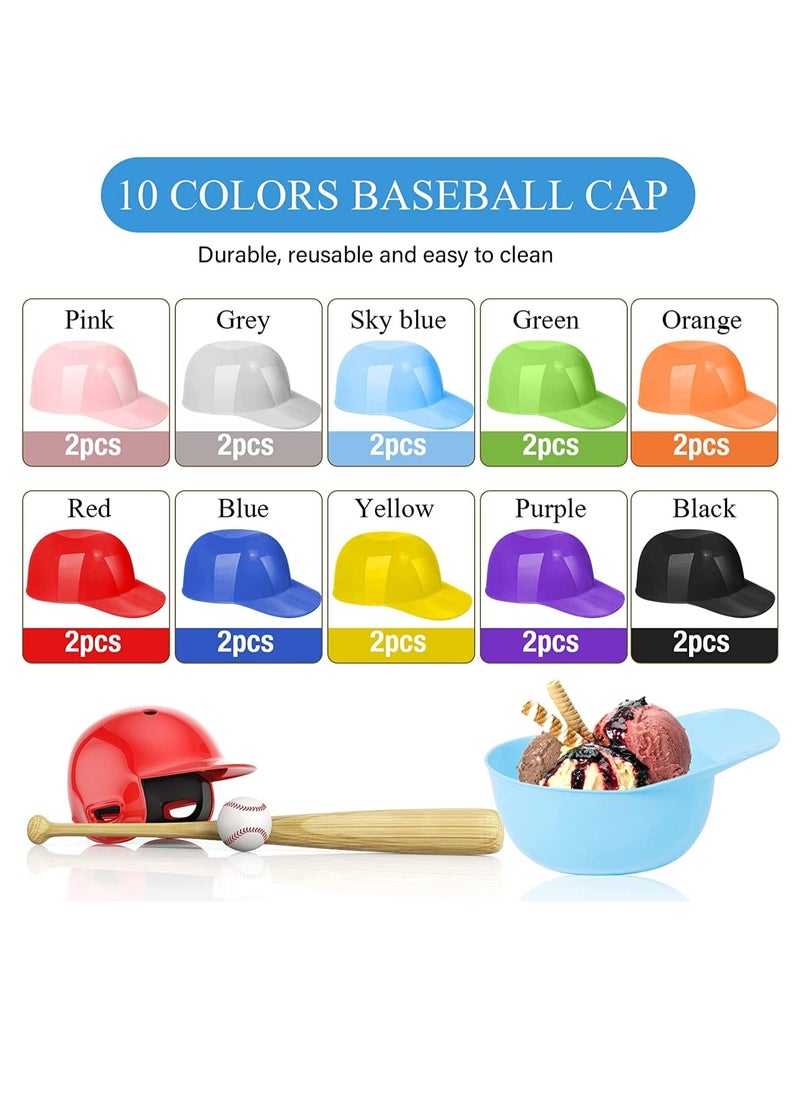 Generic - Ice Cream Snack Bowl Dessert Cups Baseball Helmet Baseball Theme Party Supplies 8 oz Mini Sundae Bowls Baseball Plates Disposable Plastic Taster Dessert Ice Cream Spoon for Party Birthday 40 Pcs - Image 1