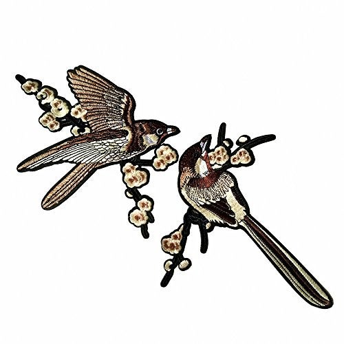 FEEPOP Noble Bird Embroidered Patches Iron on Sewing Parches for Clothes Applique Embroidery DIY Supplies Crafts Sticker 1Pair - Image 1