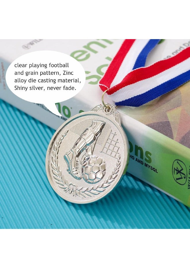 3-Piece Soccer Medals, Gold Silver Bronze Award Medals with Ribbon, Winner Awards 1st 2nd 3rd Metal Football Medals, for Soccer Team Gifts, Soccer Games Party Favors Prizes, （Diam: 2.56inch）  - Image 4