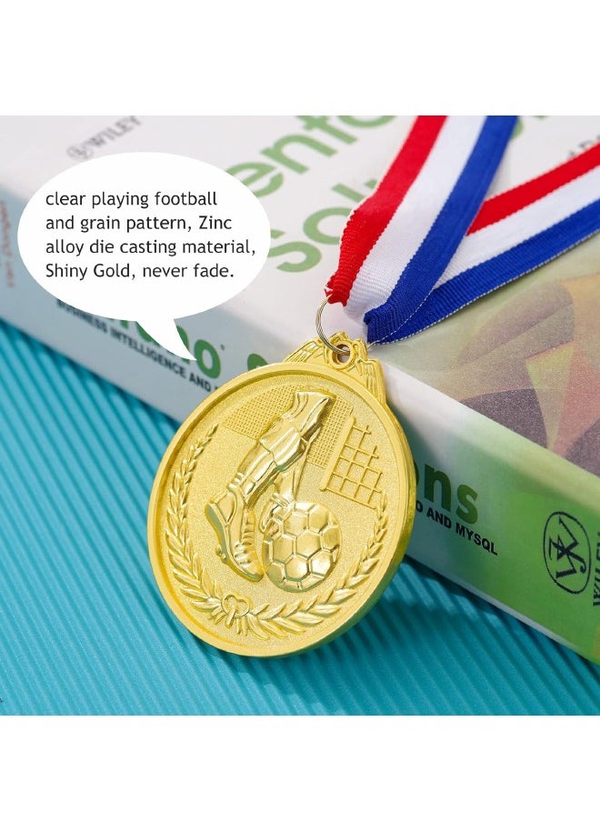 3-Piece Soccer Medals, Gold Silver Bronze Award Medals with Ribbon, Winner Awards 1st 2nd 3rd Metal Football Medals, for Soccer Team Gifts, Soccer Games Party Favors Prizes, （Diam: 2.56inch）  - Image 3