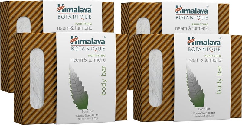Himalaya Botanique Purifying Neem & Turmeric Body Bar - 4 Pack for Oily and Acne Prone Skin, 4.41 oz Each - Image 1
