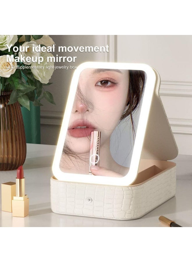 Travel Makeup Bag with Rechargeable Lights. Enjoy stimulating daily makeup application with this large makeup bag with mirrors and LED lighting. Let your beauty shine every moment. Storage space for all your cosmetics and other makeup. The Prince Touch LED Lights are stylish and modern. - Image 1