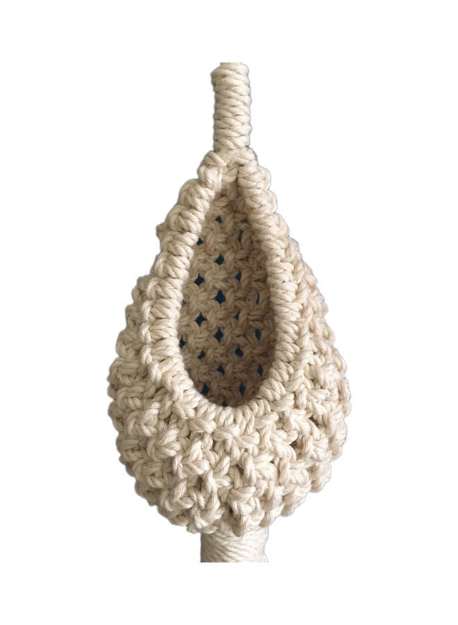NIBEMINENT Macrame Knitted Pineapple Shape Hanging Basket for Flower Plant Beige