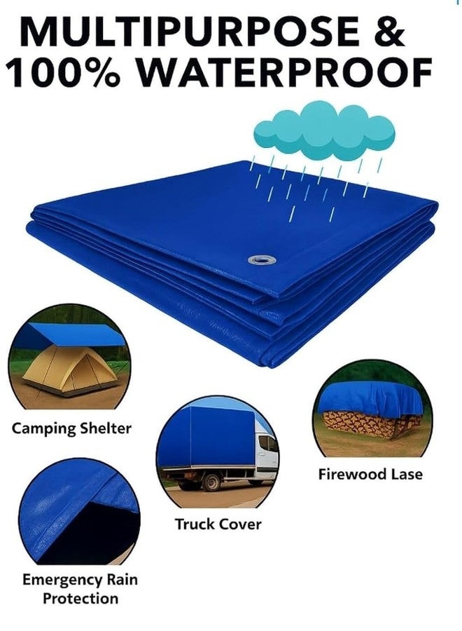 ATABZ أغطية قماشية ATABZ مقاس 9 أقدام × 6 أقدام، مصنوعة من صفائح البولي إيثيلين عالي الكثافة البكر بوزن 120 جرامًا للمتر المربع، مقاومة للماء، لون أزرق، شديدة المتانة، مزودة بحلقات معززة، ومقاومة للأشعة فوق البنفسجية (120 جرامًا للمتر المربع، 9 × 6 أقدام). - Image 5