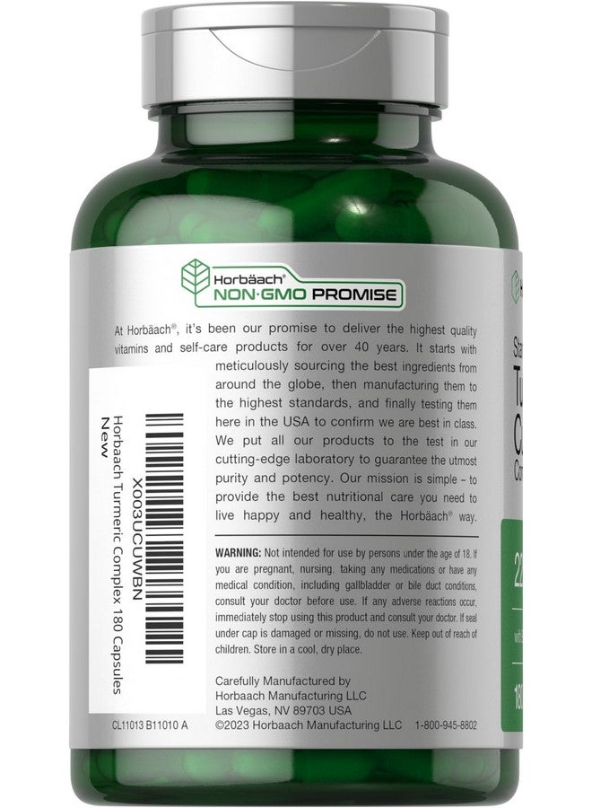 Horbäach Turmeric Curcumin Supplement | 2250mg | 180 Capsules | with Black Pepper & Tart Cherry | Non-GMO & Gluten Free - Image 3