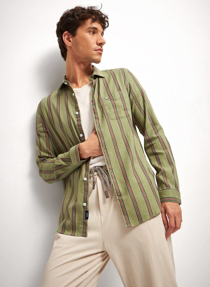 THE BEAR HOUSE Cotton Shirt for Men | Slim Fit, Long Sleeve, Casual & Formal Wear | Soft, Breathable Fabric for Office, Everyday, & All-Season Use in Classic & Trendy - Image 3