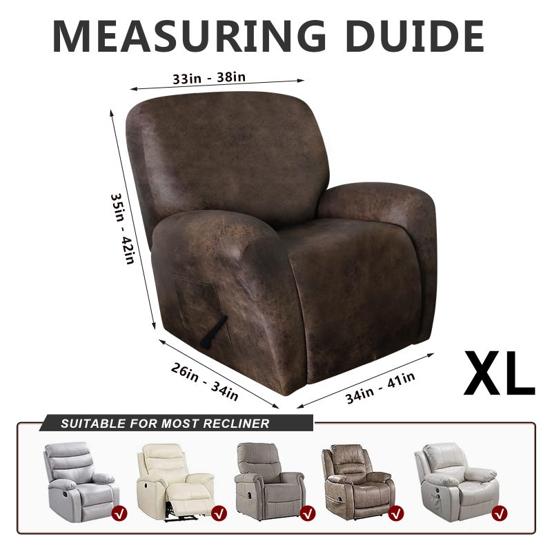 molasofa Leather Like Oversized Recliner Chair Covers, Extra Large Big Man 4 Pieces Lazy Boy Recliner Cover for Wide Recliner Chair for Pets Kids Washable(X-Large,Dark Brown) - Image 2