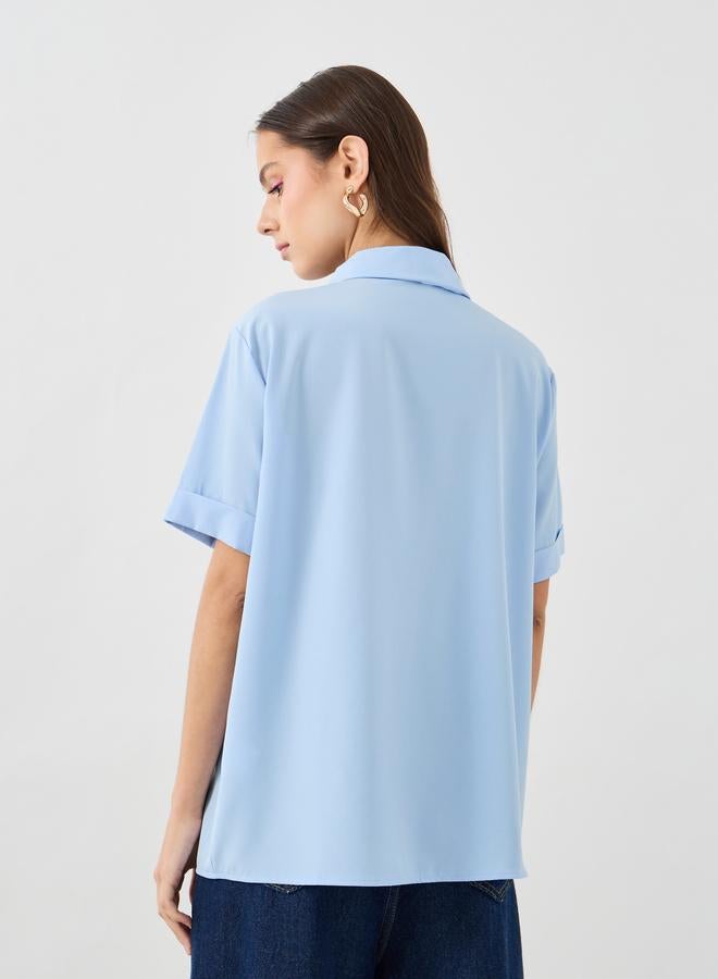 Take Two Removable Floral Patch Detail Oversized Shirt - Image 4