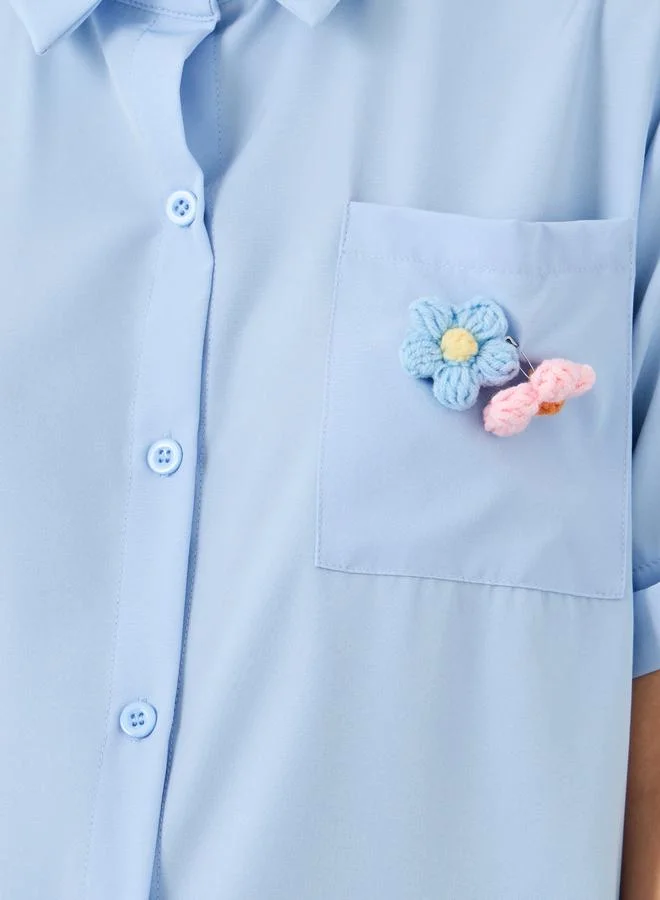 Take Two Take Two Removable Floral Patch Detail Oversized Shirt