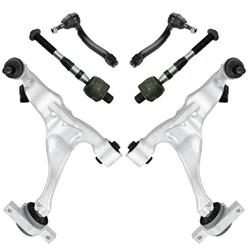 TRQ Front Steering & Suspension Kit Control Arm with Ball Joint Tie Rod Compatible with 2006-2010 INFINITI M35 M45 - Image 1