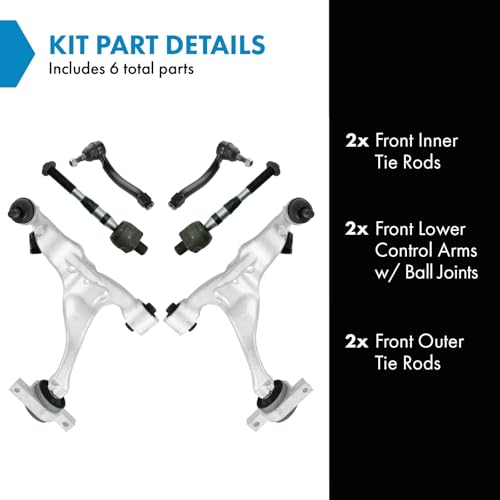 TRQ Front Steering & Suspension Kit Control Arm with Ball Joint Tie Rod Compatible with 2006-2010 INFINITI M35 M45 - Image 2