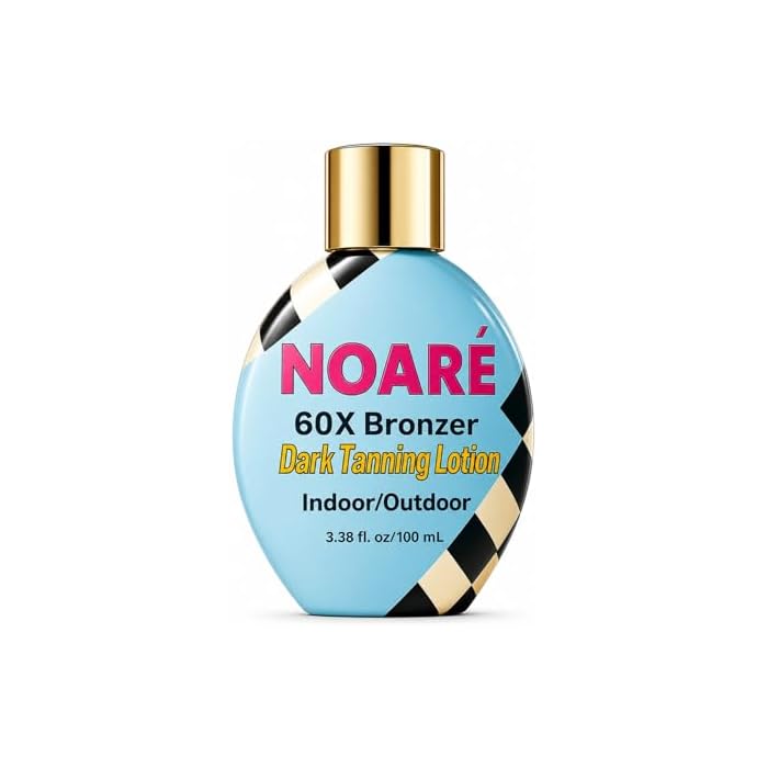 NOARE Tanning Lotion for Tanning Beds - Indoor & Outdoor Tanning Lotion with Bronzer, 60X Dark Bronzer Tanning Bed Lotion, Gradual Self Tanner, Instant Bronze Glow, Tan Extender Lotion, 3.38 Fl Oz