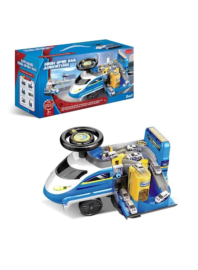 Dearbong High Speed Police Train Rail Adventure 2 in1 Ride on Silding Car - 2015222 - Image 1