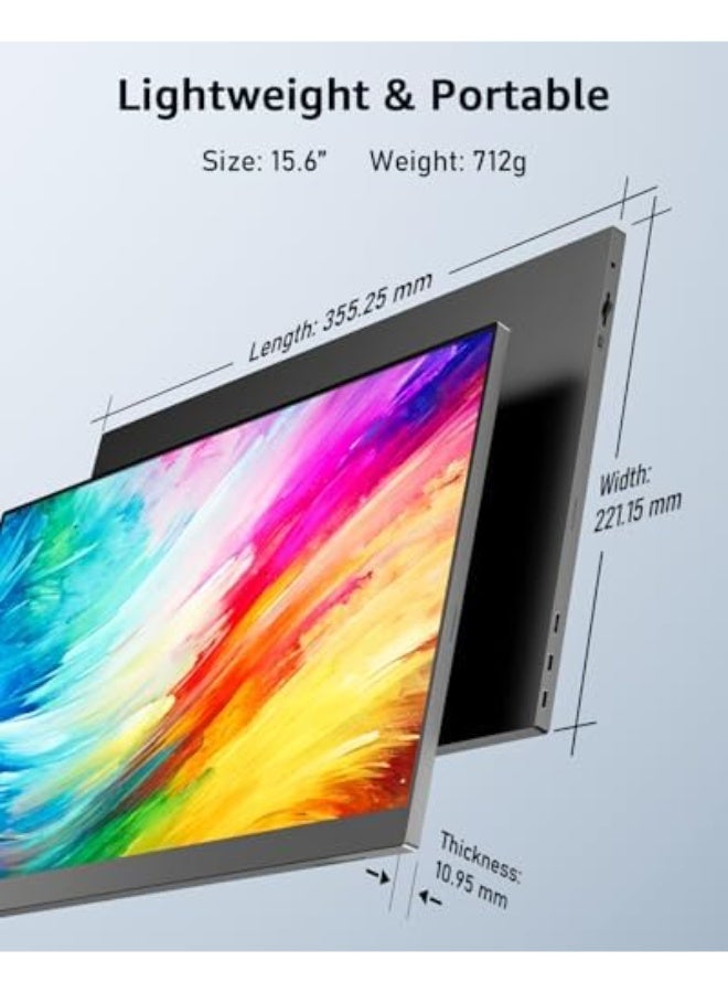 Yodoit 15.6" Portable Monitor FHD IPS, Ultra-Slim USB-C Second Screen with 100% sRGB Display & Speakers for Laptop, MacBook & Xbox - Image 2