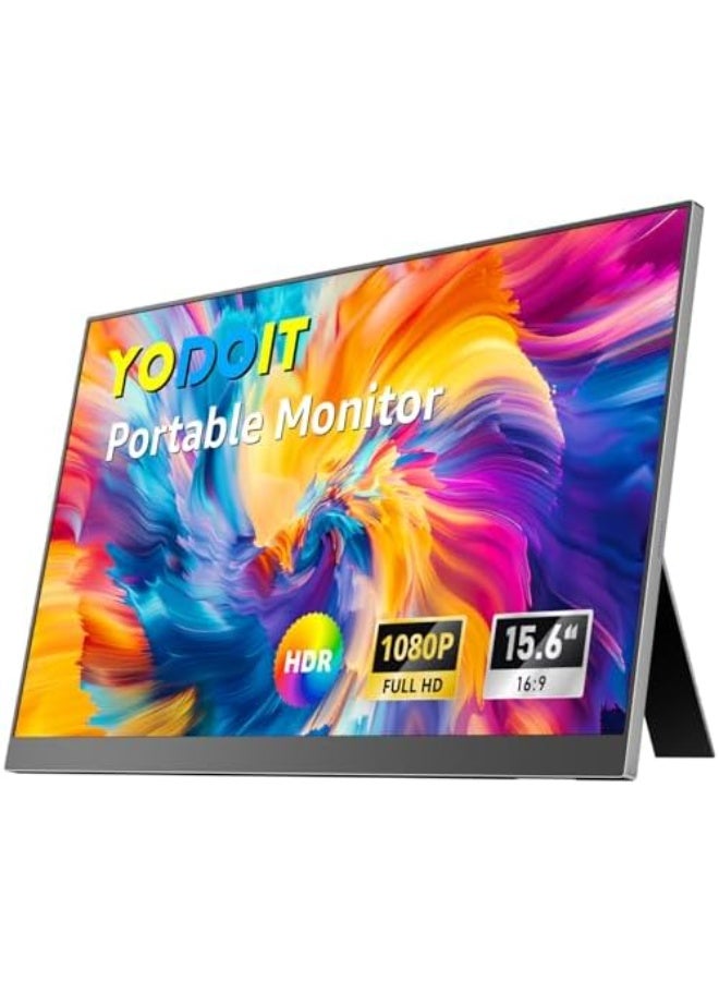 Yodoit 15.6" Portable Monitor FHD IPS, Ultra-Slim USB-C Second Screen with 100% sRGB Display & Speakers for Laptop, MacBook & Xbox - Image 1