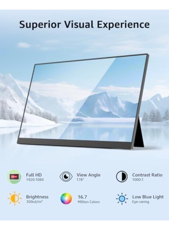 Yodoit 15.6" Portable Monitor FHD IPS, Ultra-Slim USB-C Second Screen with 100% sRGB Display & Speakers for Laptop, MacBook & Xbox - Image 3