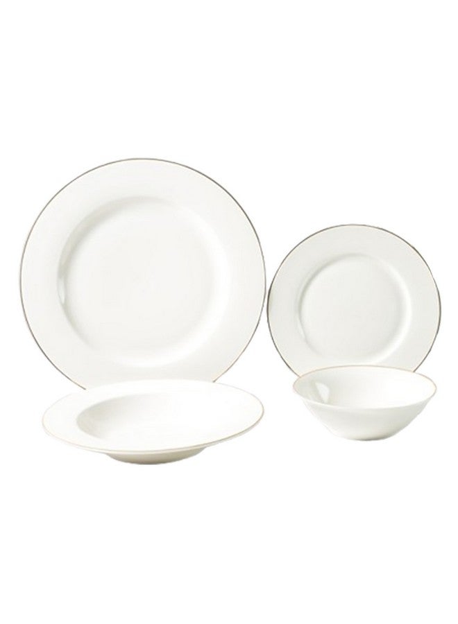 Bien Servi 16-Piece Elegant Design Newbone Dinner Set White and Gold 29 x 33.5 x 35.5 cm 1MMGK-RD