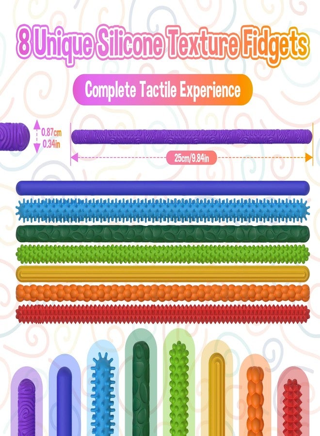 DODOLOL Sensory Fidget Toys for Kids with Autism,8 Pack Quiet Calm Bendable Sensory Sticks Fidget Sticks for Classroom,Calming Tools for School,ADHD Autistic Stress Relief Must Haves for Students Teachers - Image 4