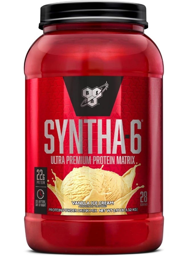 BSN Syntha-6 Ultra Premium Protein Matrix, Whey Protein Powder, Micellar Casein, Milk Protein Isolate Powder- Vanilla Ice Cream, 2.91 Lbs, 28 Servings (1.32 Kg) - Image 1