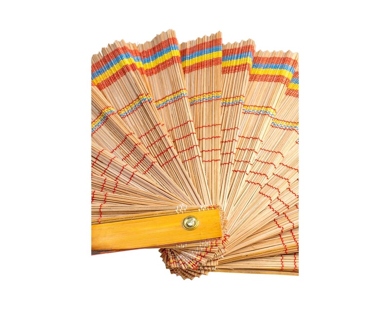 Kizzi Hand Made Folding Fans Handheld Fans Bamboo Fan Handcrafted Hand Fan Set 2 - Image 5