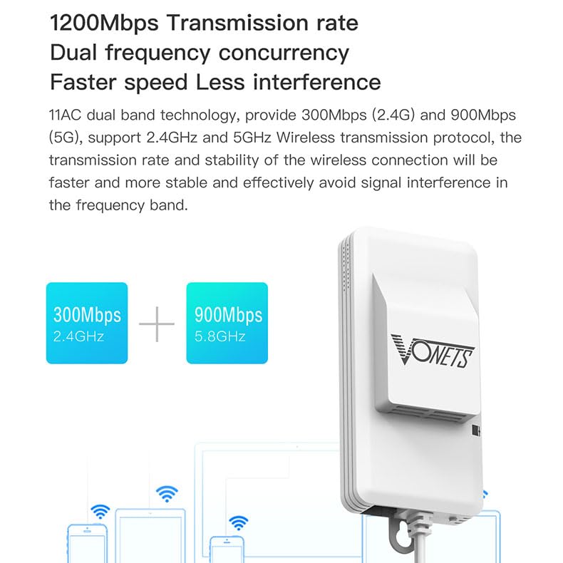 Vonets VAP11AC 2.4G+5G WiFi Bridge/Wireless Repeater/Wired to WiFi Adapter 1200Mbps with RJ45 Ethernet Cable Good Partner for Security System, IP Device - Image 5