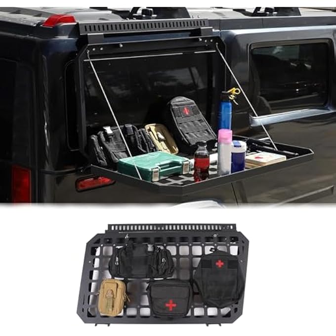 rayihni Car Rear Window Side Storage Racks for Hummer H2 2003-2009 Exterior Accessories, Aluminum Tail Cargo Storage Panel Multi-Function Rack (Right Side) - Image 1
