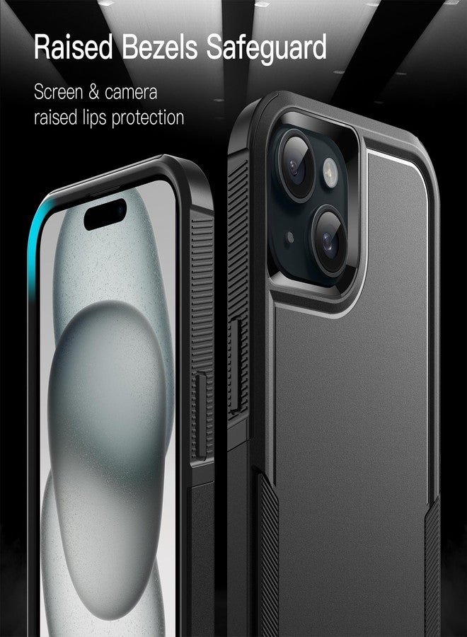 جي تيك جراب JETech لهاتف iPhone 15 Plus مقاس 6.7 بوصة، حماية متينة مزدوجة الطبقات، غطاء هاتف واقٍ مقاوم للصدمات مع ظهر غير لامع (أسود) - Image 5