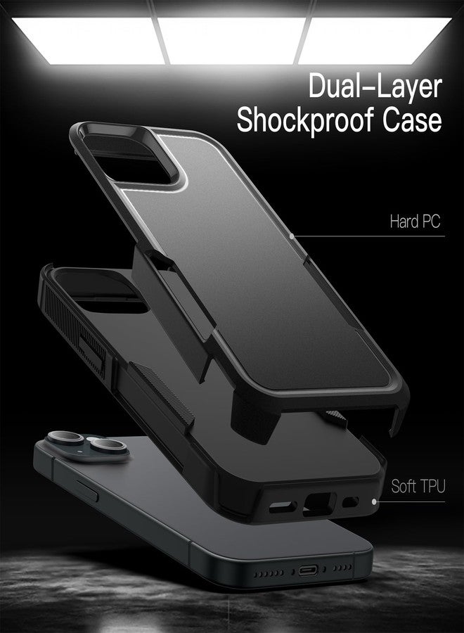 جي تيك جراب JETech لهاتف iPhone 15 Plus مقاس 6.7 بوصة، حماية متينة مزدوجة الطبقات، غطاء هاتف واقٍ مقاوم للصدمات مع ظهر غير لامع (أسود) - Image 3