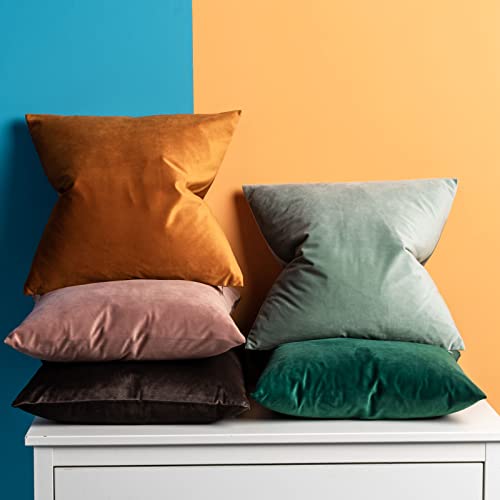 JUSPURBET Velvet Pillow Covers Set of 2 Decorative Throw Pillow Covers for Couch Sofa Bed Soft Cushion Covers Cases with Hidden Zipper for Living Room Home Decor 16x16 inch,Rust - Image 2